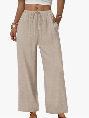 Women's Wide-Leg Drawstring Capris - Taupe